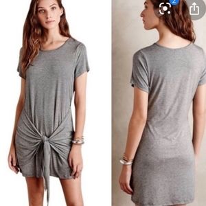 Anthropologie Tie-Front Tunic Dress Small Grey